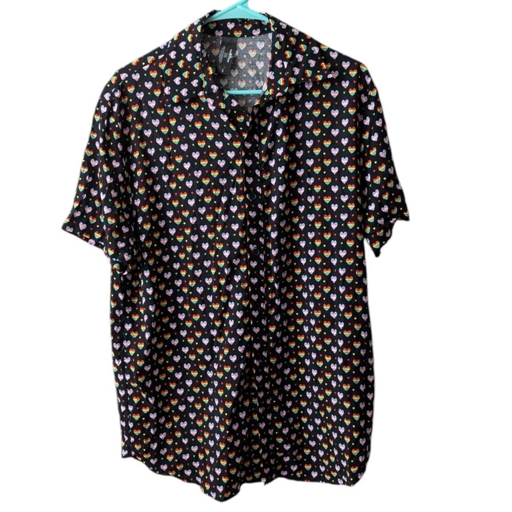 The Phluid Project Rainbow Hearts Button Up Shirt